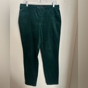 ISAAC MIZRAHI Special Edition Pull On Velvet Dress Pants Dark Green Women's 12